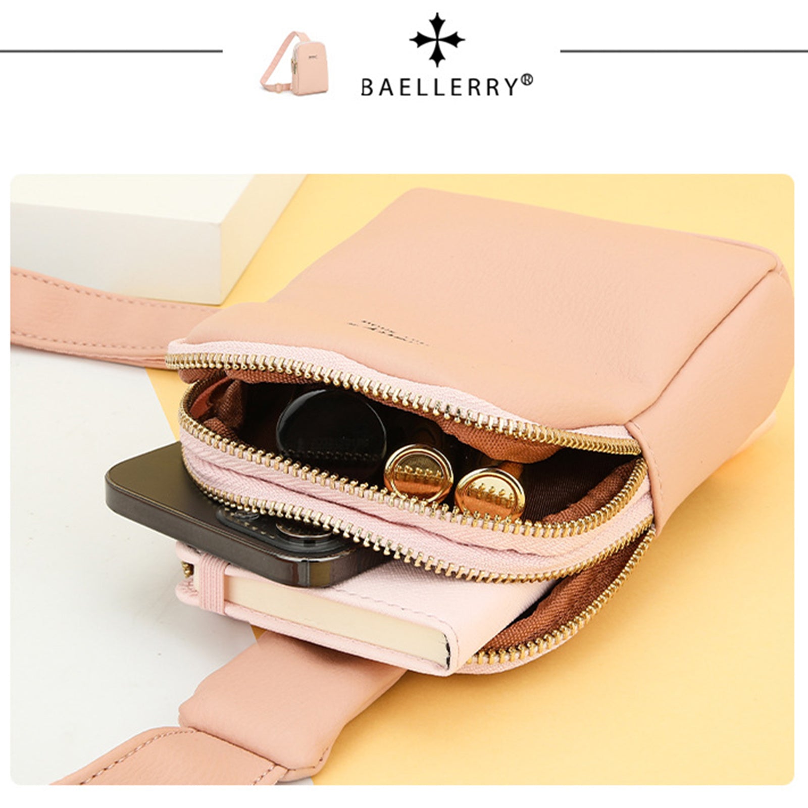 BAELLERRY N8916 Women's PU Leather Chest Bag Crossbody Bag Phone Pouch Purse BAELLERRY N8916 Women's PU Leather Chest Bag Crossbody Bag Phone Pouch Purse